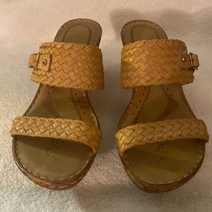 Tan wedge shoes